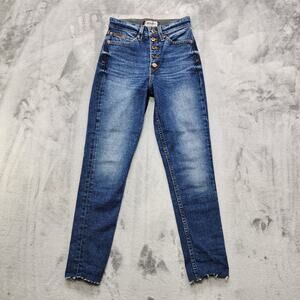 Smith & Rogue Jeans Womens 24 Blue W's No. 73 High Rise Tapered Raw Hem Stretch